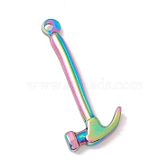 Ion Plating(IP) 304 Stainless Steel Pendants, Hammer, Rainbow Color, 34x15.5x3.5mm, Hole: 2mm(STAS-C049-07M)