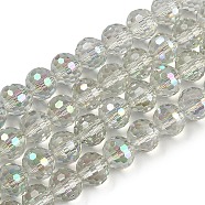 Transparent Electroplate Glass Beads Strands, Faceted, Round, Gainsboro, 9~10mm, Hole: 1.3mm, about 63~68pcs/strand, 24.41~25.43''(62~64.6cm)(EGLA-N002-31-H04)