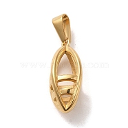 Vacuum Plating 304 Stainless Steel Pendants, Oval Charm, Golden, 23.5x9mm, Hole: 3x7mm(STAS-B053-30G)