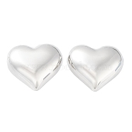 Brass Stud Earrings for Women, Heart, Platinum, 17.5x20mm(EJEW-D088-02P)