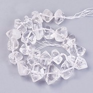 Natural Quartz Crystal Beads Strands, Rock Crystal, Faceted, Nuggets, 20~38x10.5~19x12.5~20mm, Hole: 1.5mm, 23pcs/strand, 16.34 inch(41.5cm)(G-I201-D)