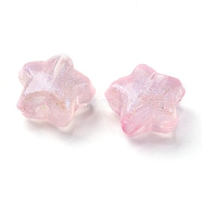 Luminous Transparent Acrylic Beads, Glitter Beads, Glow in the Dark, Star, Pink, 10x11x6mm, Hole: 2mm(MACR-D024-24C)