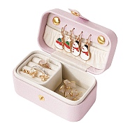 PU Imitation Leather Jewelry Box, Portable Travel Jewelry Organizer Case with Velvet Findings, for Earring, Ring, Bracelet Storage, Rectangle, Lavender Blush, 5.8x9.4x5cm(LBOX-E001-01B)