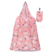 Foldable Polyester Grocery Bags, Reusable Waterproof Shopping Tote Bags, with Pouch and Bag Handle, Cat Shape, 58x38cm(PW-WG28155-02)