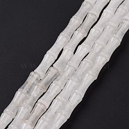 Natural White Jade Beads Strands, Bamboo Stick, 12.5x5.5mm, Hole: 1mm, about 31pcs/strand, 15.75 inch(40cm)(G-G990-D07)