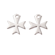 304 Stainless Steel Charms, Cross, Stainless Steel Color, 14.4x13x1mm, Hole: 2mm.(STAS-C043-49P-01)