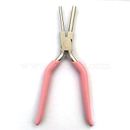 45 Carbon Steel Round Nose Pliers, Ferronickel with Word 'BENECREAT TOOLS', Pink, 17.5x8x0.8cm(PT-WH0009-04)