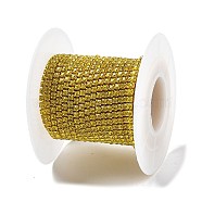 Iron Rhinestone Glass Cup Chain, with Spool, Light Topaz, 2x2~2.5x2mm, about 16.40 Feet(5m)/Roll(CH-U001-01F)