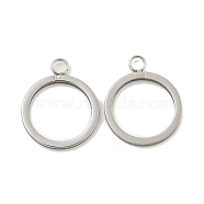 304 Stainless Steel Pendants, Laser Cut, Ring Charm, Stainless Steel Color, 15x12.5x1mm, Hole: 2mm(STAS-P356-13P)