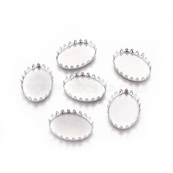 316 Surgical Stainless Steel Serrated Edge Bezel Cups, Cabochon Settings, Oval, Stainless Steel Color, Tray: 25x18mm; 26x19x4.5mm(STAS-I118-09P-02)