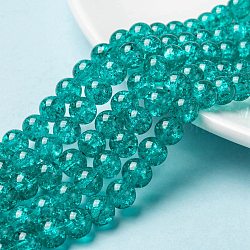 Spray Painted Crackle Glass Beads Strands, Round, Medium Sea Green, 8mm, Hole: 1.3~1.6mm, 31.4 inch(CCG-Q001-8mm-15)