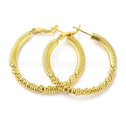 Rack Plating Brass Beaded Hoop Earrings for Women, Long-Lasting Plated, Lead Free & Cadmium Free, Real 18K Gold Plated, 40x40x4mm(EJEW-D059-10G)
