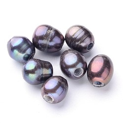 Natural Cultured Freshwater Pearl Beads, Dyed, Polished, Rice, Midnight Blue, 9~14.5x9~10mm, Hole: 2.5~3mm(X-PEAR-S007-05)