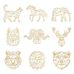 Nickel Decoration Stickers, Metal Resin Filler, Epoxy Resin & UV Resin Craft Filling Material, Golden, Geometrical Animal Theme, Mixed Shapes, 40x40mm, 9 style, 1pc/style, 9pcs/set(DIY-WH0450-079)