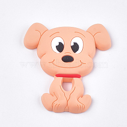 Food Grade Eco-Friendly Silicone Puppy Beads, Chewing Beads For Teethers, DIY Nursing Necklaces Making, Beagle Dog, Light Salmon, 90~91x81x12mm(SIL-T052-07F)