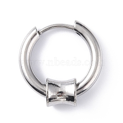 304 Stainless Steel Hoop Earrings, Geometric Earring for Women Men, Column, 16mm, Pendant: 6x6mm, Pin: 1mm(STAS-B030-03D)