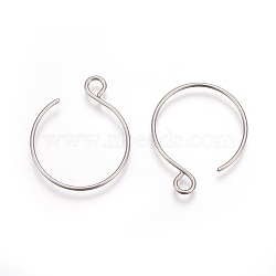 Tarnish Resistant 304 Stainless Steel Earring Hooks, Ear Wire, with Horizontal Loop, Stainless Steel Color, 22x18mm, Hole: 2.5mm, 20 Gauge, Pin: 0.8mm(STAS-L216-02A-P)