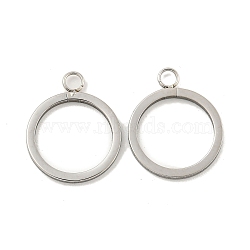 Non-Tarnish 304 Stainless Steel Pendants, Laser Cut, Ring Charm, Stainless Steel Color, 15x12.5x1mm, Hole: 2mm(STAS-P356-13P)