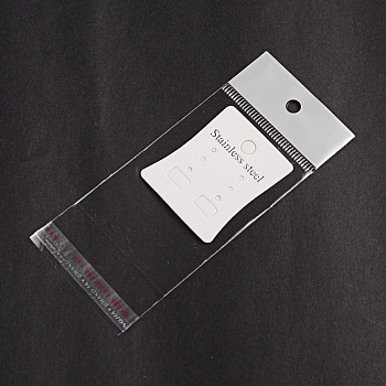 Rectangle Cellophane Bags, with Cardboard Earring Display Card, White, 11.5x5cm, Unilateral Thickness: 0.035mm, Inner Measure: 6.5x5cm
