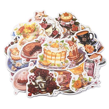 Afternoon Tea 50Pcs Paper Scrapbook Stickers, for DIY Album Scrapbook, Diary Decoration, Mixed Color, 41~68x45~61x0.2mm