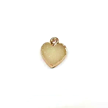 Resin with Golden Zinc Alloy Charms, Heart, PeachPuff, 12x15mm