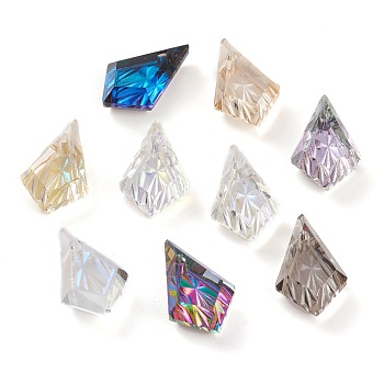 Embossed Glass Rhinestone Pendants, Faceted, Kite, Mixed Color, 13x8x4mm, Hole: 1.2mm