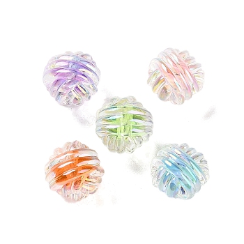UV Plating Rainbow Iridescent Acrylic Beads, Bead in Bead, Ball, 15x15.5mm, Hole: 3mm
