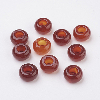 Natural Carnelian European Beads, Large Hole Beads, Rondelle, 12x6mm, Hole: 5mm