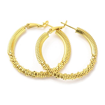 Rack Plating Brass Beaded Hoop Earrings for Women, Long-Lasting Plated, Lead Free & Cadmium Free, Real 18K Gold Plated, 40x40x4mm