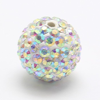 Polymer Clay Middle East Rhinestone Beads, Round Disco Ball Beads, Crystal AB, 10mm, Hole: 1mm