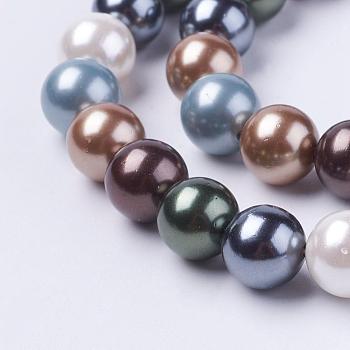 Shell Pearl Beads Strands, Round, Colorful, 6mm, Hole: 1mm, about 63pcs/strand, 15.7 inch