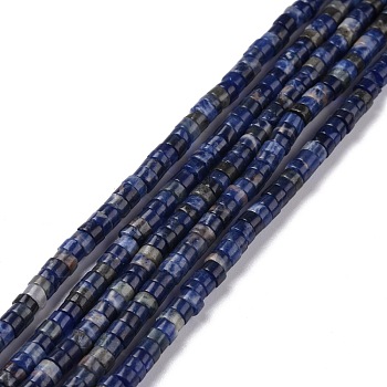 Natural Sodalite Beads Strands, Flat Round, 4x2mm, Hole: 1mm, about 169pcs/strand, 14.96''(38cm)