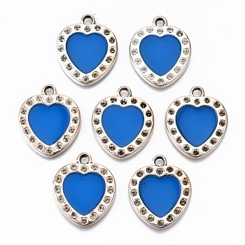 UV Plating Acrylic Pendant Rhinestone Settings, with Enamel, Multi-Petal Heart with Concave Dot, Light Gold, Royal Blue, Fit for 2mm Rhinestone
, 25x21.5x3mm, Hole: 2.5mm
