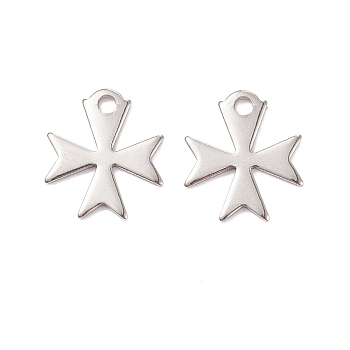 304 Stainless Steel Charms, Cross, Stainless Steel Color, 14.4x13x1mm, Hole: 2mm.