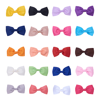 Grosgrain Bowknot Alligator Hair Clips, with Iron Alligator Clips, Mixed Color, 80mm, 40pcs/set