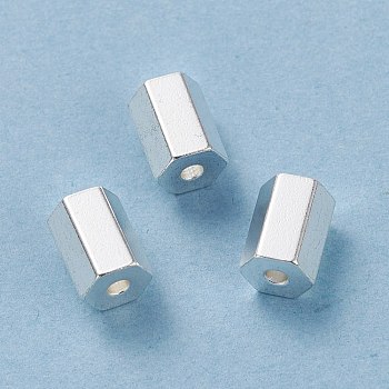 201 Stainless Steel Beads, Hexagon, Silver, 8x5.5x5.5mm, Hole: 1.6mm