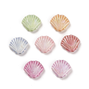 Plastics Beads, Craft Beads,  Mixed Color, Shell Shape, 10x11.5x3.5mm, Hole: 1.6mm, about 1388pcs/500g