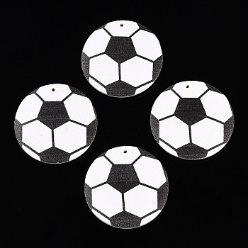 Printing Wood Pendants, Ball Series Charms, Football, 39~40x5mm, Hole: 1.8mm