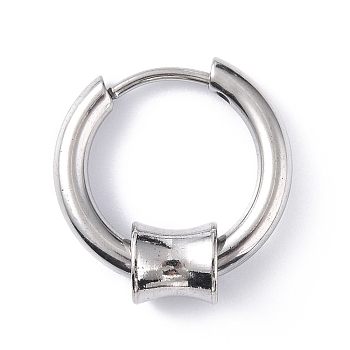 304 Stainless Steel Hoop Earrings, Geometric Earring for Women Men, Column, 16mm, Pendant: 6x6mm, Pin: 1mm
