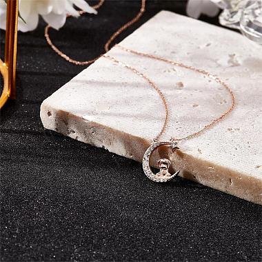 Chinese Zodiac Necklace Dog Necklace 925 Sterling Silver Rose Gold Pups on the Moon Pendant Charm Necklace Zircon Moon and Star Necklace Cute Animal Jewelry Gifts for Women(JN1090K)-4