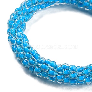Crochet Glass Beads Braided Stretch Bracelet(BJEW-K232-01)-3