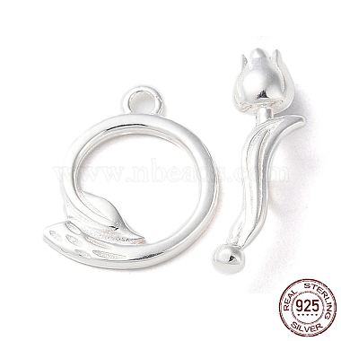 Silver Flower Sterling Silver Toggle Clasps