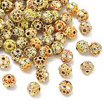 Alloy Rhinestone Beads, with Enamel, Round, Golden, Mixed Color, 6mm, Hole: 1mm(KK-K415-02G)
