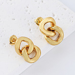 304 Stainless Steel Stud Earrings for Women, Chain Shape, Golden, 20x10mm(KQ9327)