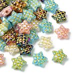 50Pcs Plating Opaque Acrylic Beads, Golden Metal Enlaced, Star, Mixed Color, 18x20x9mm, Hole: 3.5mm(MACR-CJ0001-90)