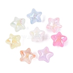 UV Plating Transparent Acrylic Beads, Iridescent, Star, Mixed Color, 11x11.5x9.5mm, Hole: 2mm(OACR-Q204-09)