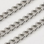 Tarnish Resistant 3.28 Feet 304 Stainless Steel Twisted Chains, Unwelded, Stainless Steel Color, 5x3.5x1.6mm(X-CHS-K001-20A)
