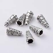 Tibetan Style Alloy Bead Cap, Cone, Apetalous, Nickel Free, Antique Silver, 18x9mm, Hole: 1.6mm, Inner Diameter: 5mm(TIBE-L003-005AS-NF)