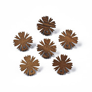 Walnut Wood Stud Earring Findings, with 316 Stainless Steel Pin and Hole, Leaf, Tan, 17x17mm, Hole: 1.8mm, Pin: 0.7mm(MAK-N032-036)