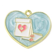 Medical Theme Alloy Enamel Pendants, Golden, Heart Charm, Bag, 21.5x25x1.5mm, Hole: 1.5mm(ENAM-U000-02B-06)